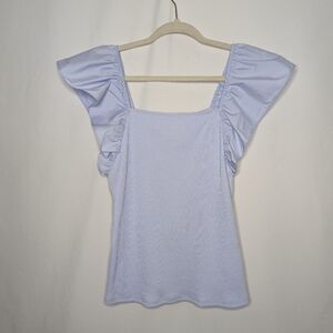 New A New Day Women's Light Blue Ruffle Butterfly Sleeve Top Size M NWT
